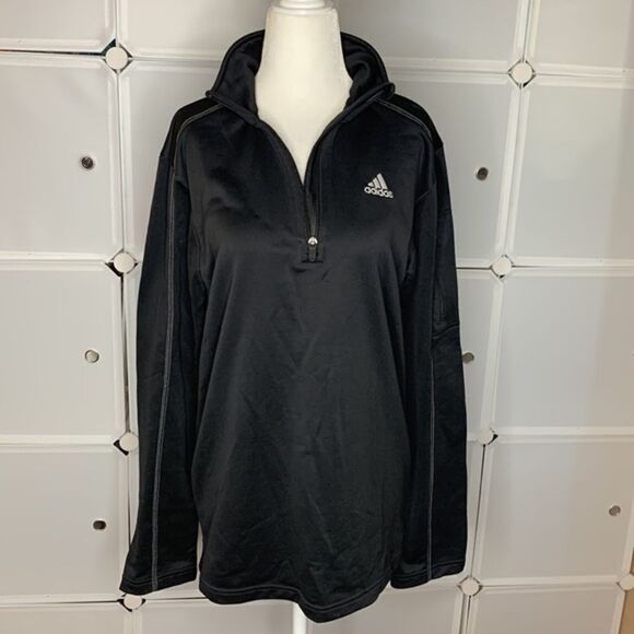 Adidas Black 1/4 Zip Long Sleeve Pullover Size Small - Picture 1 of 15